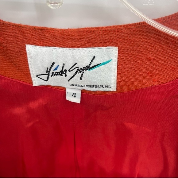 Linda Segal Vintage Jacket Size 4 Burnt Orange Cropped Full Zip Square Neck - Picture 5 of 9